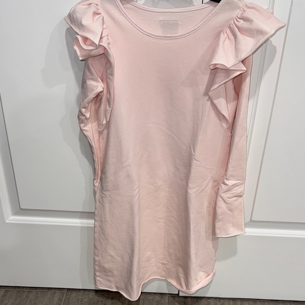 Adorable Light Pink Ruffle Sleeve Kids Dress